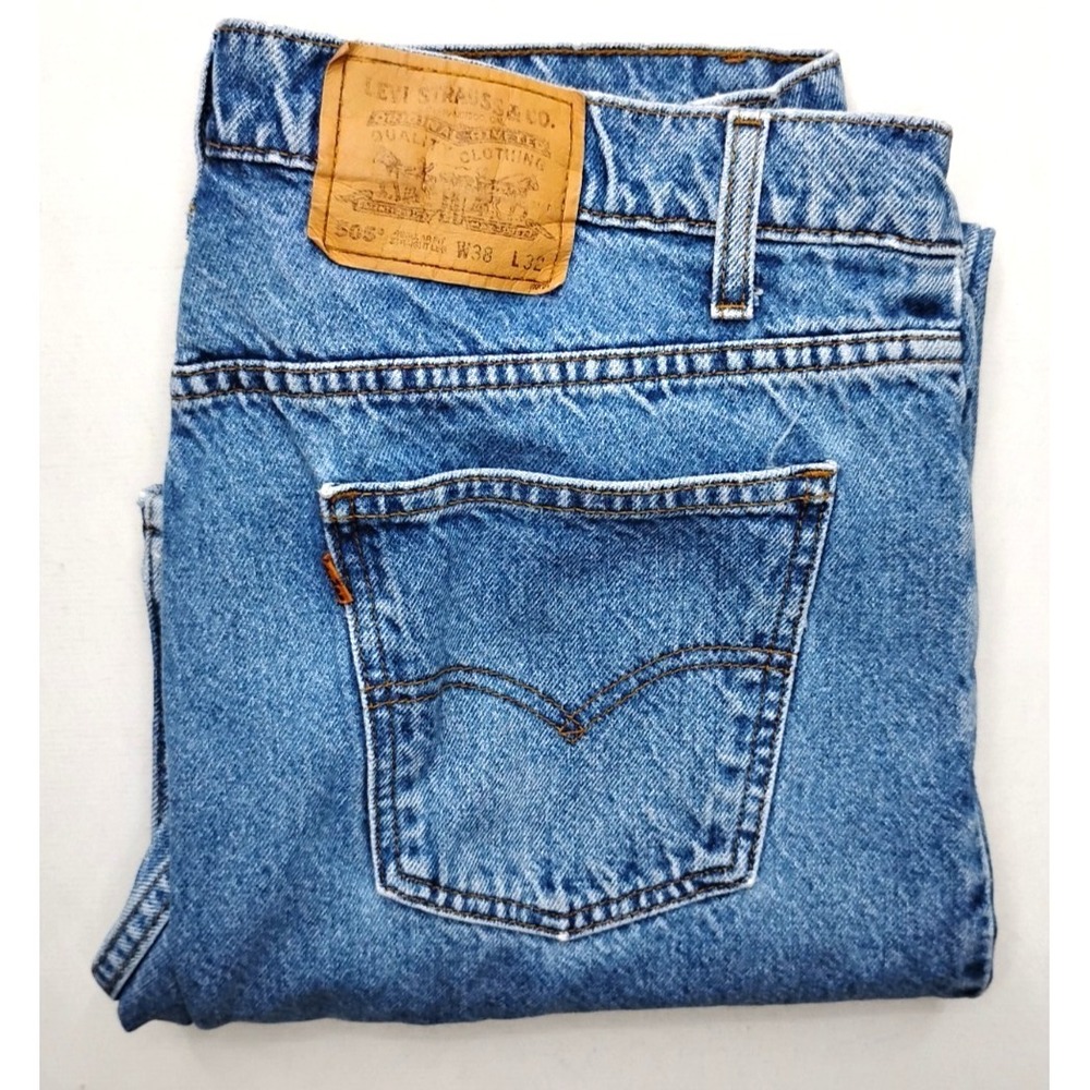 Levis‎ 505 straight leg orange tab vintage jeans Men's size 38x32 Columbia 1997
